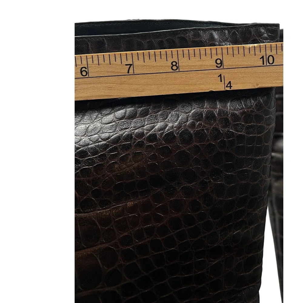 Reformation Croc Embossed Leather Thigh High Boots Wmns 9.5 Brwn Brazil RARE HTF